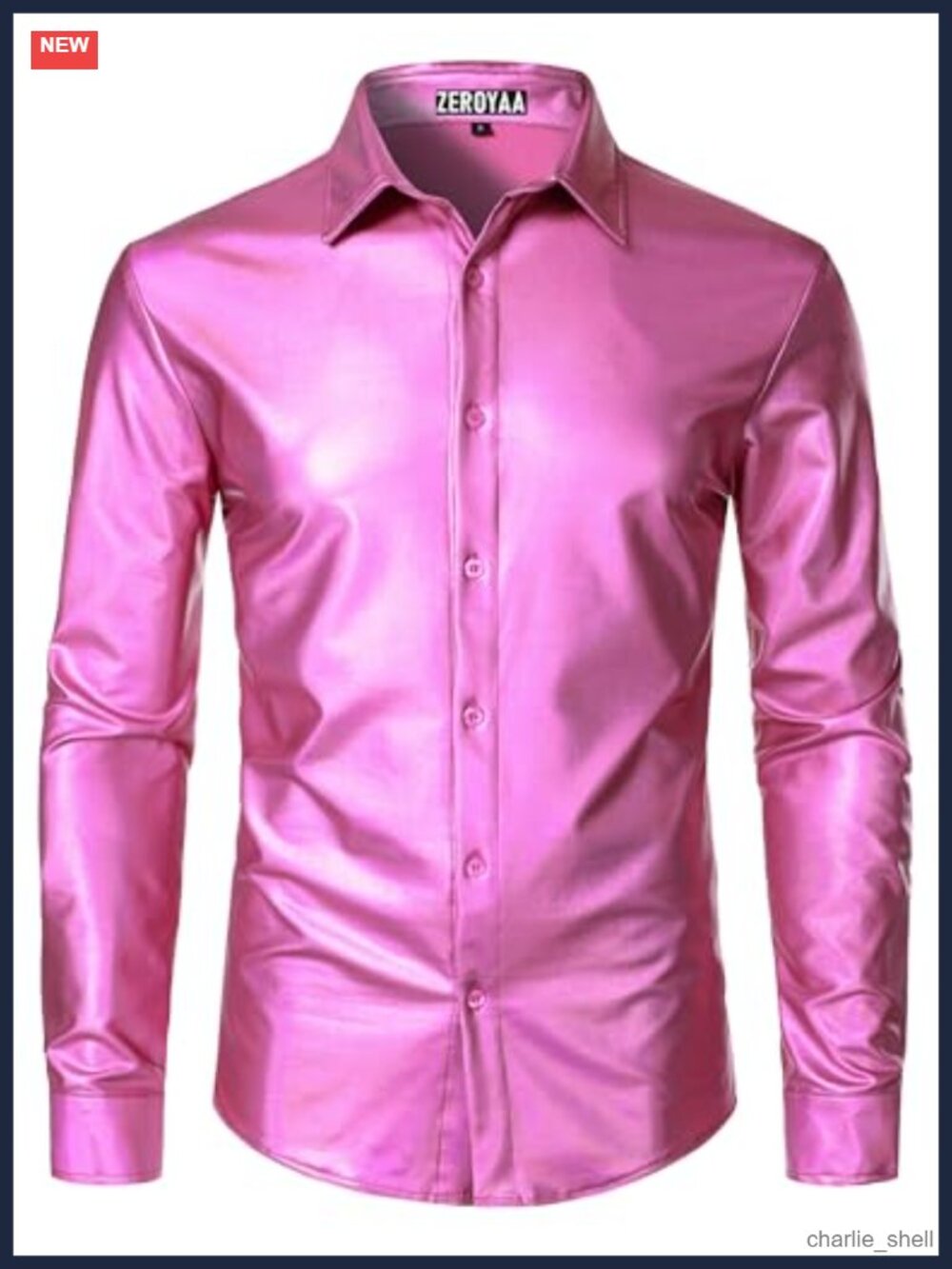Men's 70s Disco Shiny Polyester Button-Down Shirt Slim Fit